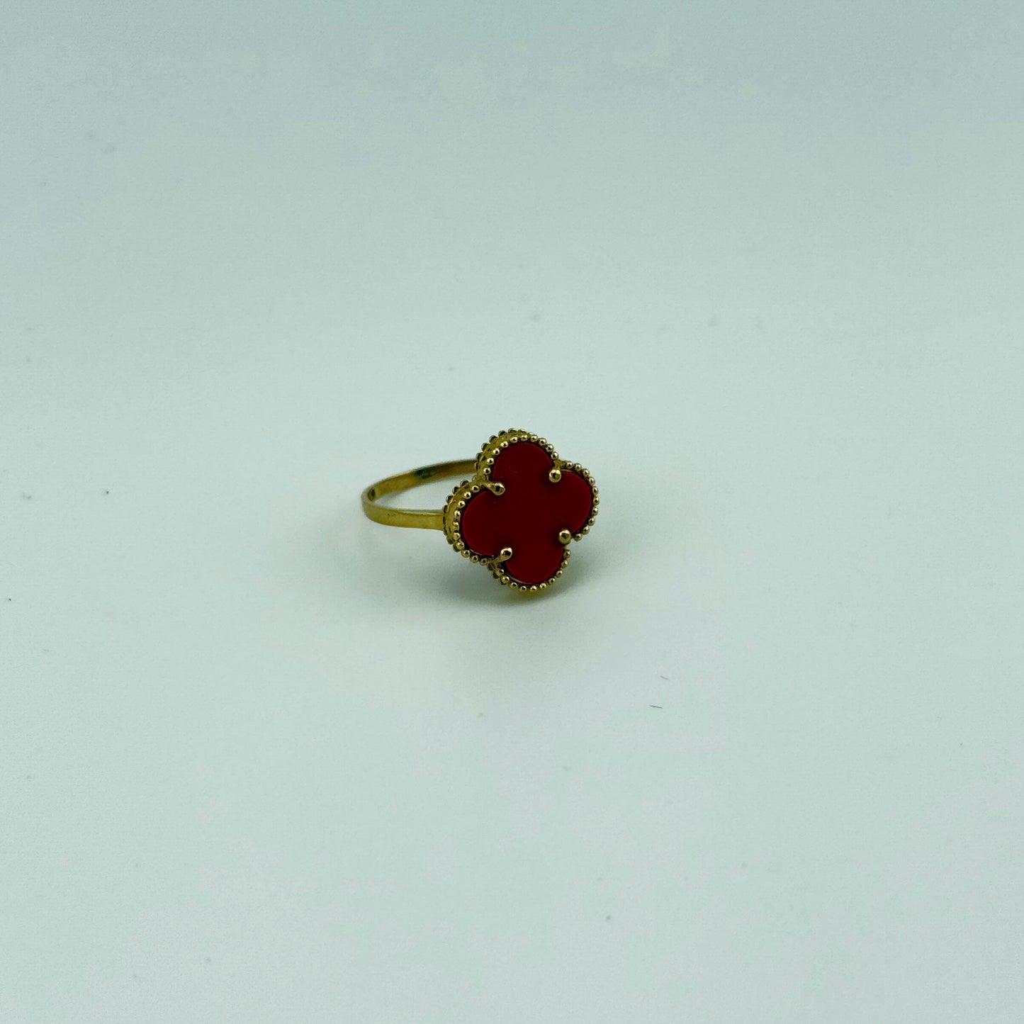 14K Gold Red Clover Ring  | NAVARRO JEWELRY | SIZE 6.5
