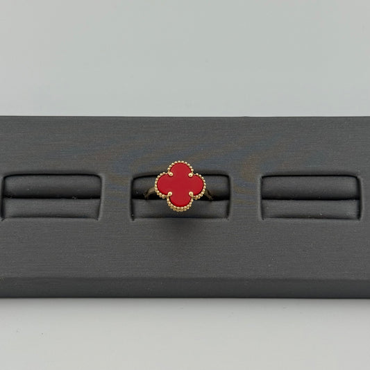14K Gold Red Clover Ring  | NAVARRO JEWELRY | SIZE 6.5