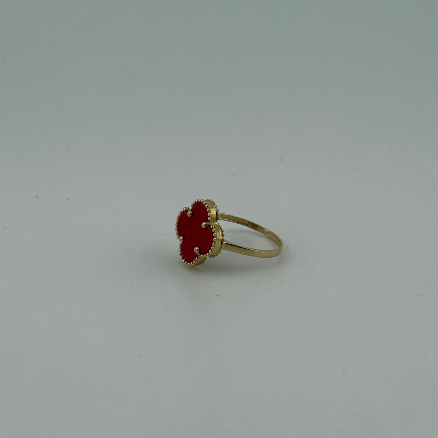14K Gold Red Clover Ring  | NAVARRO JEWELRY | SIZE 6.5