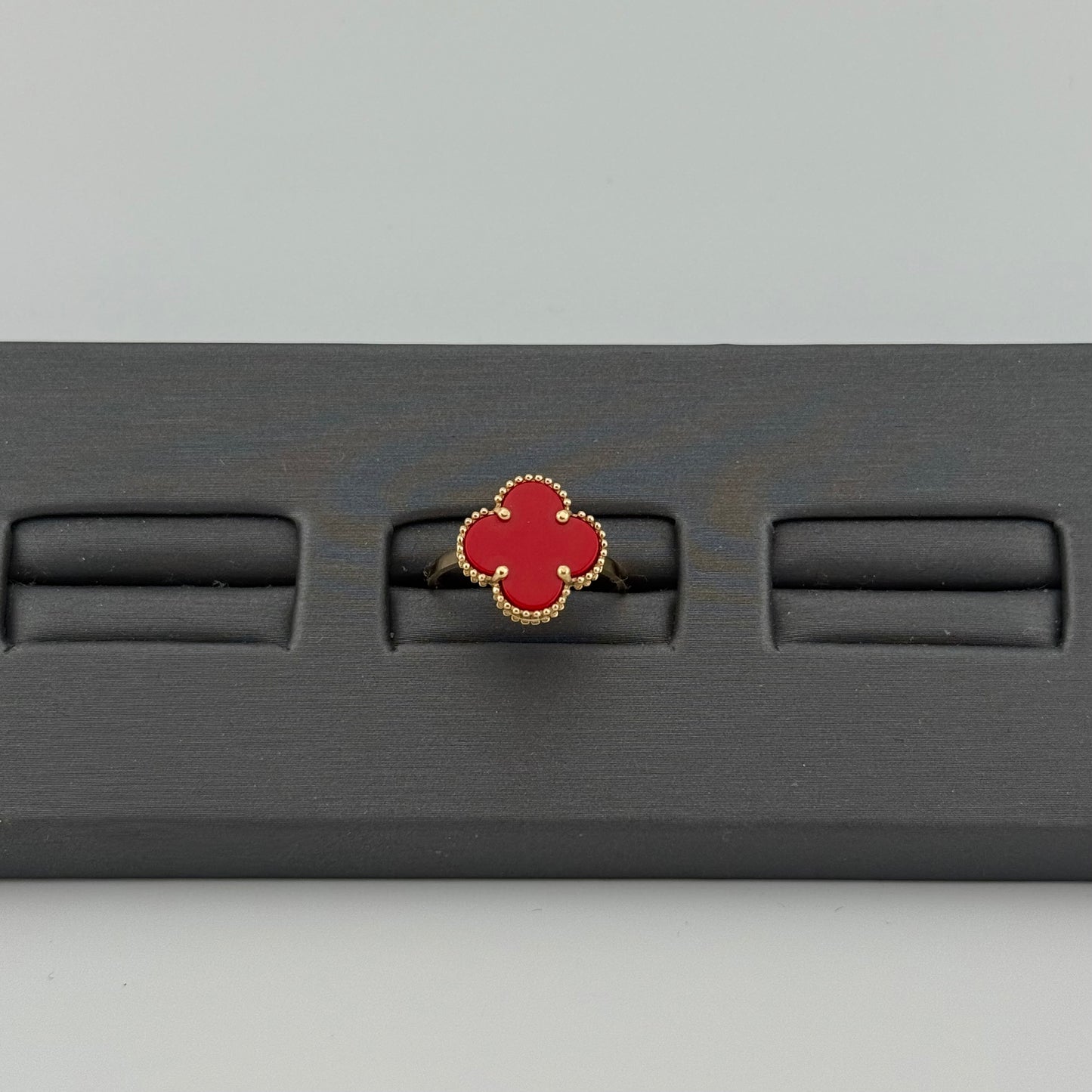 14K Gold Red Clover Ring  | NAVARRO JEWELRY | SIZE 6.5