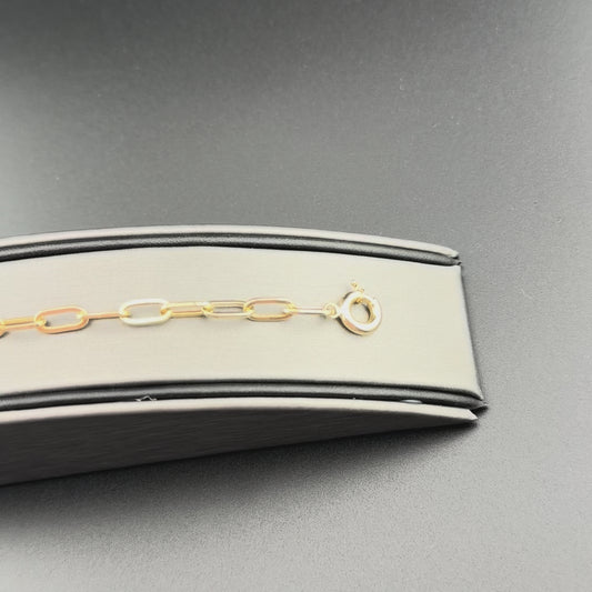 14K Gold Paper Clip Bracelet 7" | 4.5 MM | NAVARRO JEWELRY